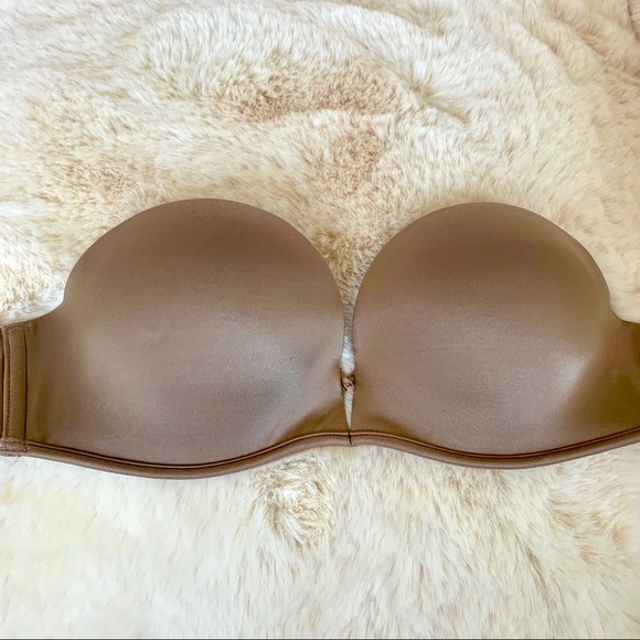 Victoria's Secret Bombshell Push-Up Bra 32B Beige Tan Silky Smooth Satin - Picture 2 of 9